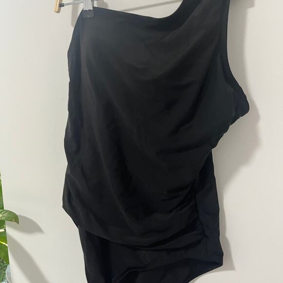 Kona Sol Black One Shoulder One Piece Bathing Suit Size Large - Picture 6 of 7